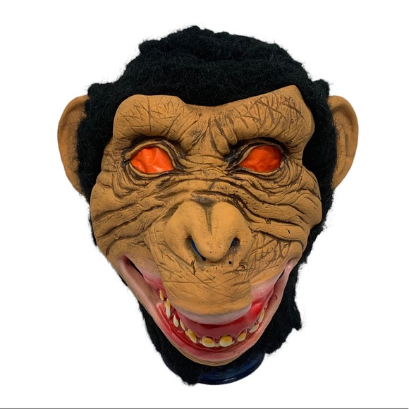Halloween Scary Monkey Mask Chimp Chimpanzee Ape Big Ears Adult Latex Mask - Picture 2 of 7